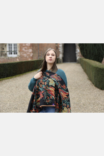 Baby wrap Yaro Floral Trio Black Red Green Yellow Tencel - Woven Baby Wrap