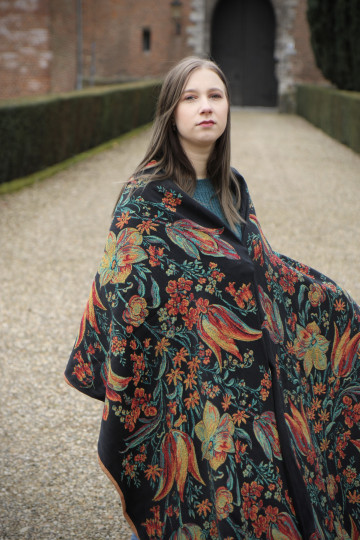 Baby wrap Yaro Floral Trio Black Red Green Yellow Tencel - Woven Baby Wrap