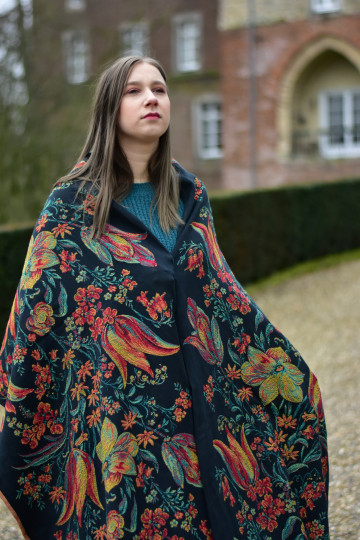 Baby wrap Yaro Floral Trio Black Red Green Yellow Tencel - Woven Baby Wrap