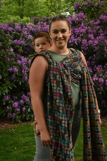Yaro Petals Duo Black Camel Rainbow Wool Silk Seacell Ring Sling | Slingomama