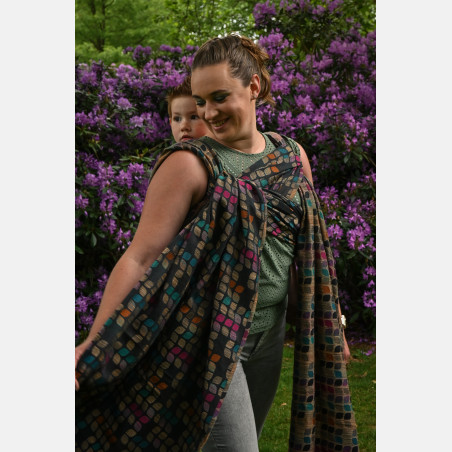 Yaro Petals Duo Black Camel Rainbow Wool Silk Seacell Ring Sling | Slingomama