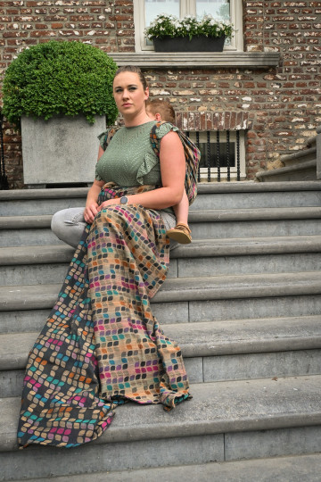 Yaro Petals Duo Black Camel Rainbow Wool Silk Seacell Ring Sling | Slingomama