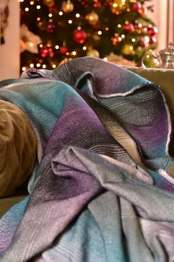 Yaro Blanket Multicolor White Grey Petrol Rainbow Wool - Woven Baby Wrap | Slingomama