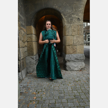 Yaro La Fleur Meta Black Green Petrol - Geweven Draagdoek