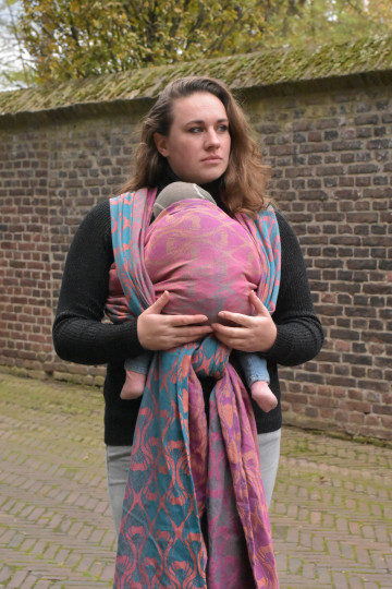 Yaro La Fleur Meta Petrol Fuchsia Orange - Woven Baby Wrap