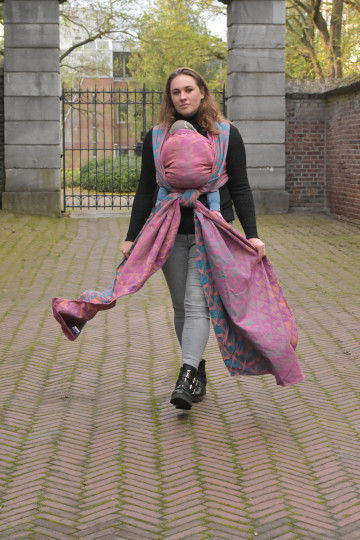 Yaro La Fleur Meta Petrol Fuchsia Orange - Woven Baby Wrap
