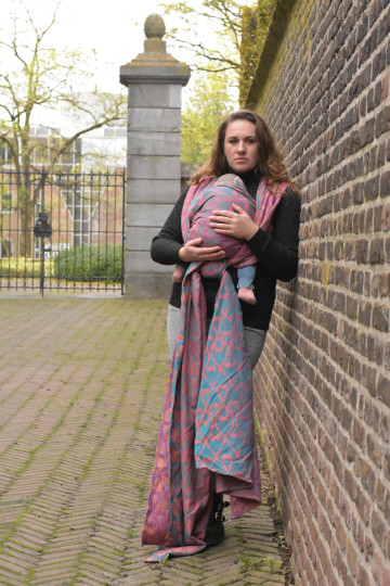 Yaro La Fleur Meta Petrol Fuchsia Orange - Woven Baby Wrap