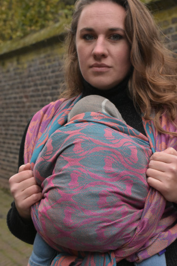 Yaro La Fleur Meta Petrol Fuchsia Orange - Woven Baby Wrap