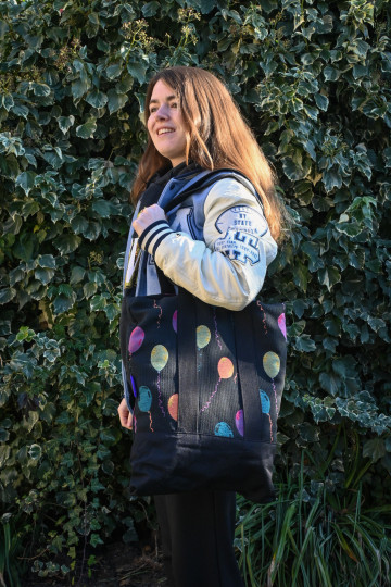 Yaro Tote Bag - Baloons Ribby Black Blue Rose Orange