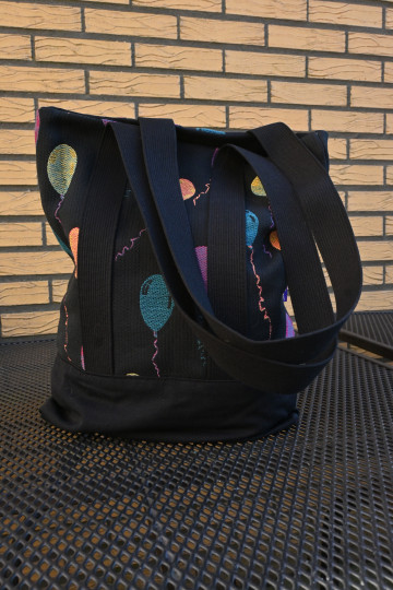 Yaro Tote Bag - Baloons Ribby Black Blue Rose Orange