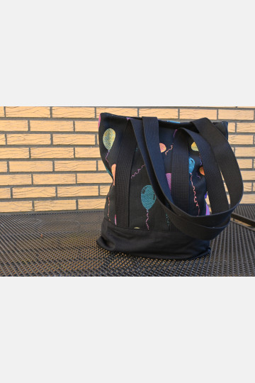 Yaro Tote Bag - Baloons Ribby Black Blue Rose Orange