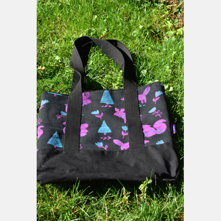 Yaro Tote Bag - Skog Ribby Black Purple Blue Chenille