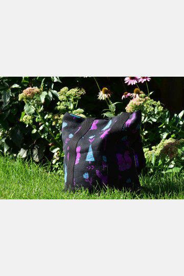 Yaro Tote Bag - Skog Ribby Black Purple Blue Chenille
