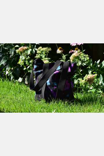 Yaro Tote Bag - Skog Ribby Black Purple Blue Chenille