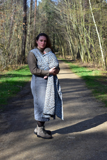 Yaro Pussycat Duo Brown Light-Blue Silk Ring Sling