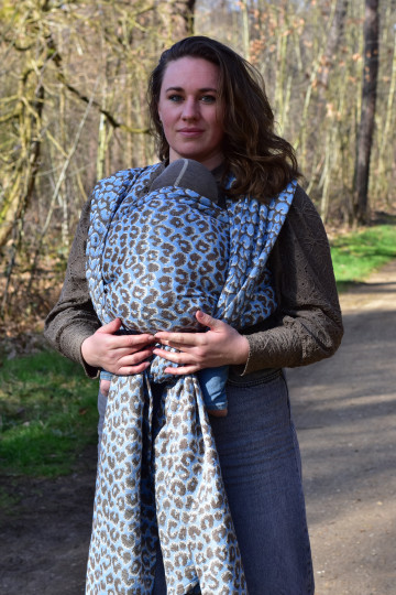 Yaro Pussycat Duo Brown Light-Blue Silk Ring Sling