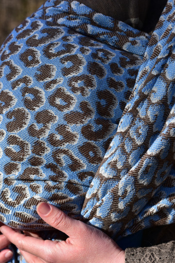 Yaro Pussycat Duo Brown Light-Blue Silk Ring Sling