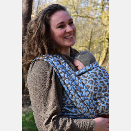 Yaro Pussycat Duo Brown Light-Blue Silk Ring Sling