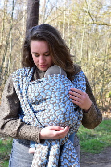 Yaro Pussycat Duo Brown Light-Blue Silk Ring Sling