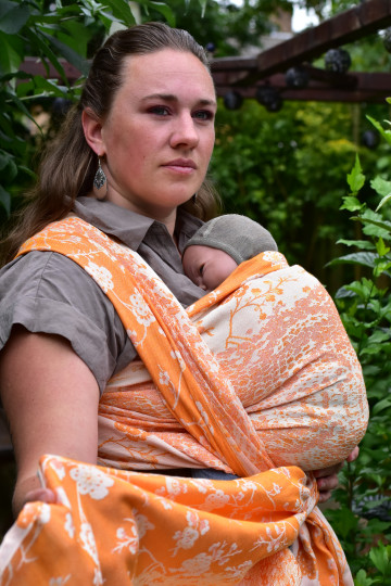 Yaro Flowersnake Duo Honey Orange Tencel - Geweven Draagdoek
