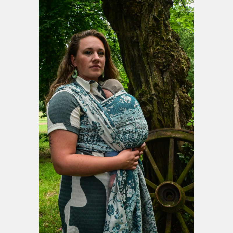 Yaro Flowersnake Duo Black Blue Wool - Geweven Draagdoek