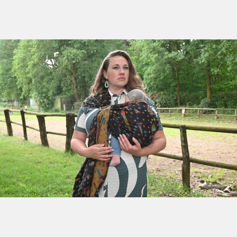 Yaro Xenia Trio Black Yellow Red Blue Tencel - Geweven Draagdoek