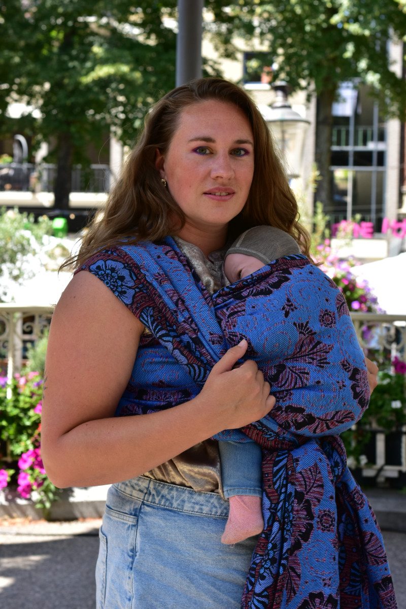 Yaro Ava Duo Black Blue Random Red - Geweven Draagdoek