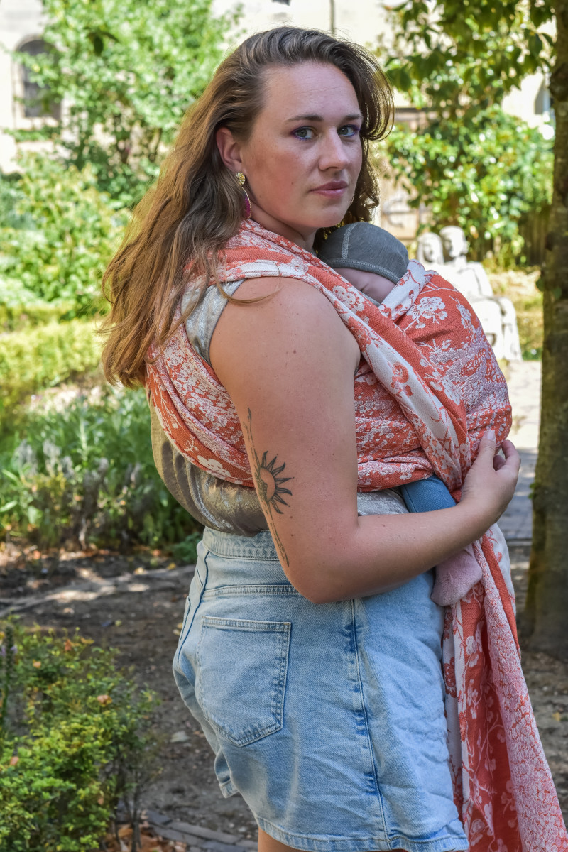 Yaro Flowersnake Duo Brick Orange Linen Ring Sling