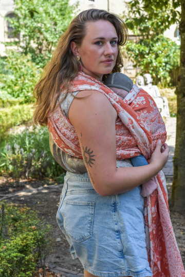 Yaro Flowersnake Duo Brick Orange Linen Ring Sling