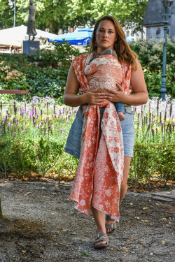 Yaro Flowersnake Duo Brick Orange Linen Ring Sling